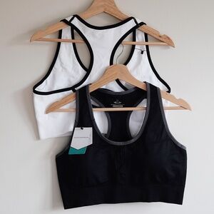 NWT Set of 2 Racerback Sports Bras, Black and White, XXXL